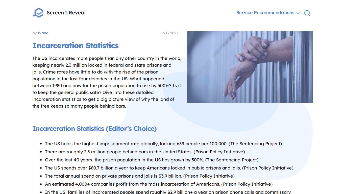 100+ Incarceration Statistics for 2021 | Screen and Reveal